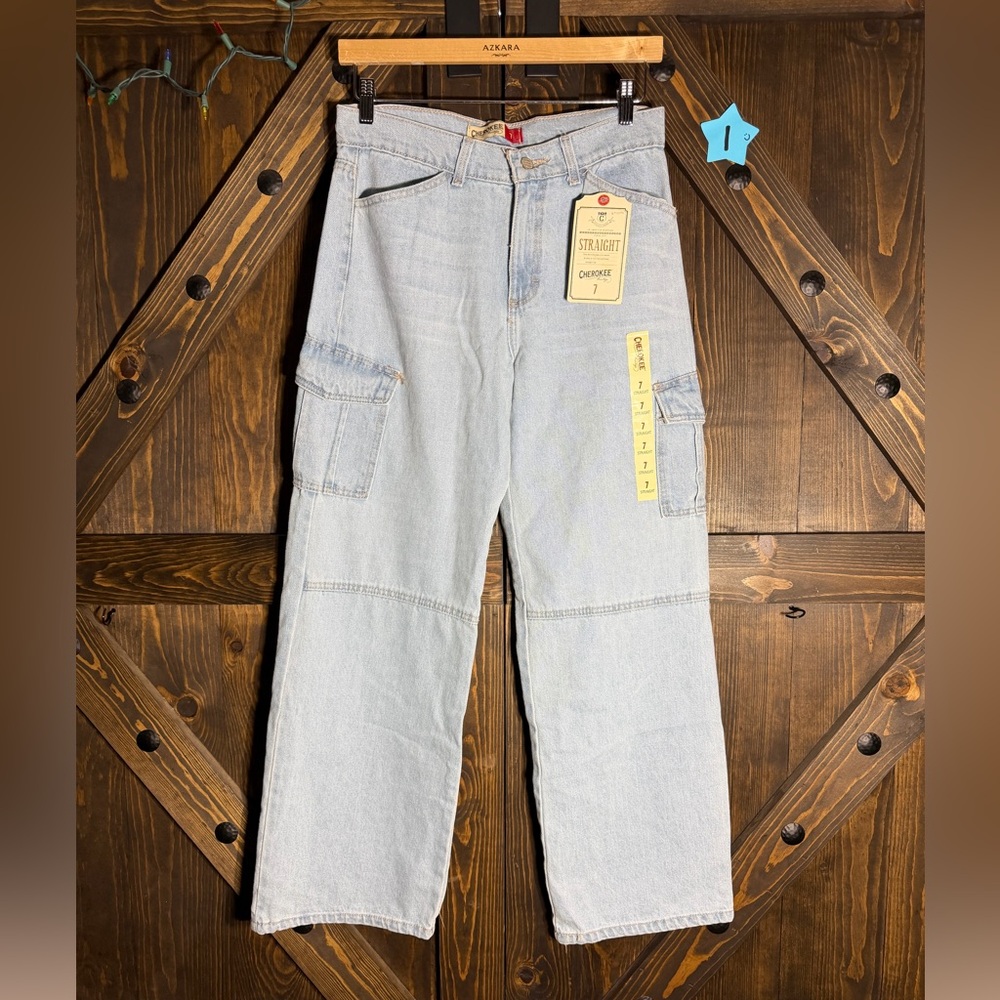 ✨ Cherokee Straight Leg Cargo Jeans – Size 7 – NWT‎